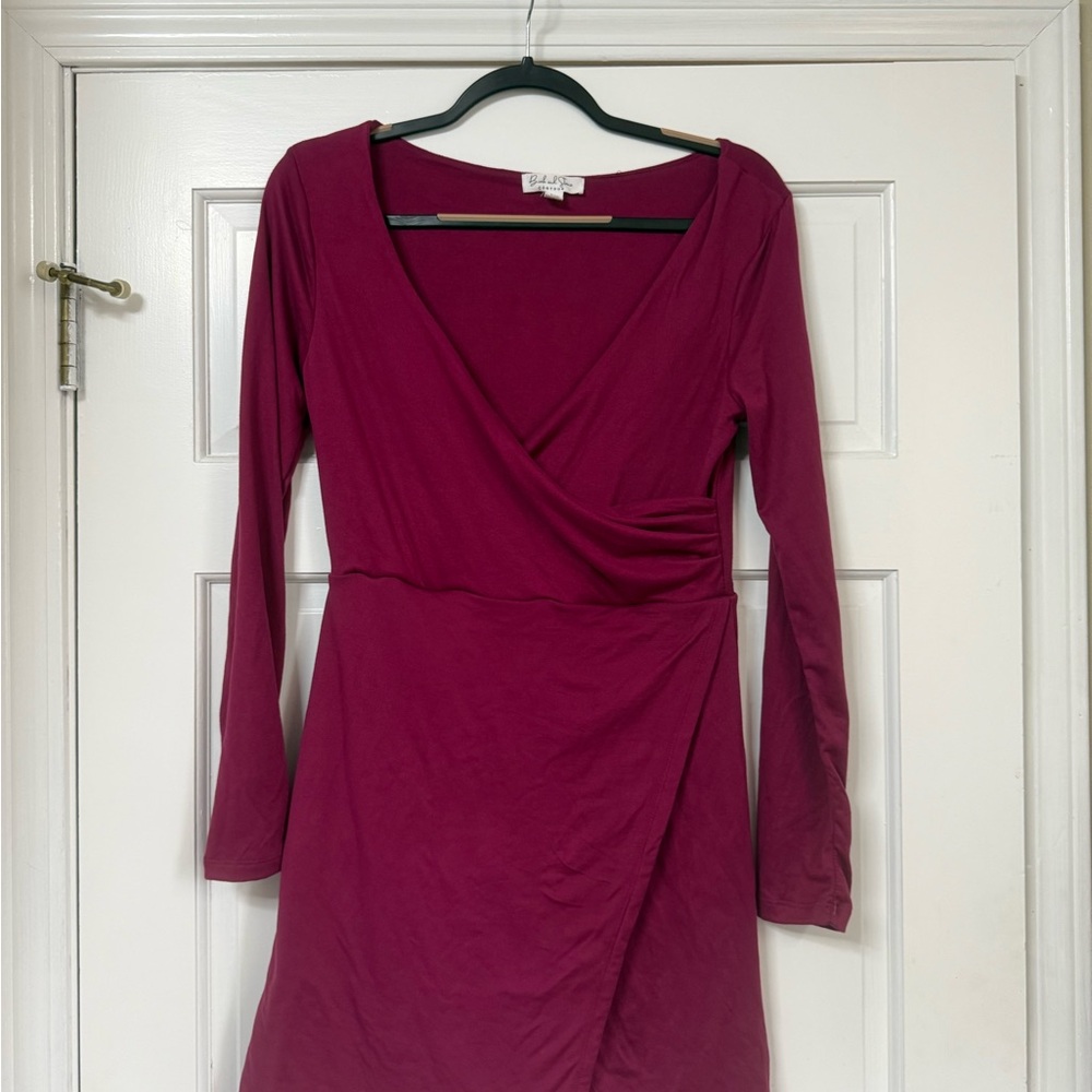 Birch and Stone Contour Burgundy Wrap Dress